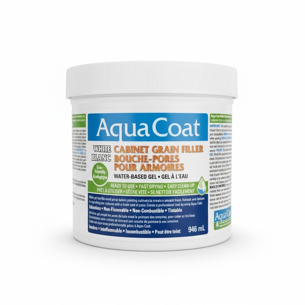 NEW Aqua Coat Water Based White Cabinet Wood Grain Filler Gel 946mL / 1 Qt‎
